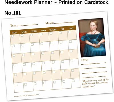 (image for) Planner Needlework Sheet No.101 Early American Child Perpetual Monthly Calendar Printed on Cardstock